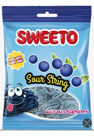 Sweeto 80gx12 Sour Strings RASPBERRY