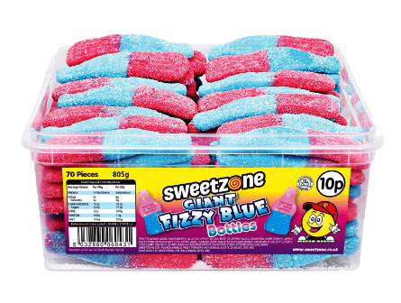 10p Tubs Giant Fizzy Blue Bottles
