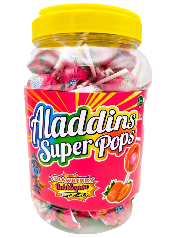 Aladdin's 20p Lollipops Strawberry x60