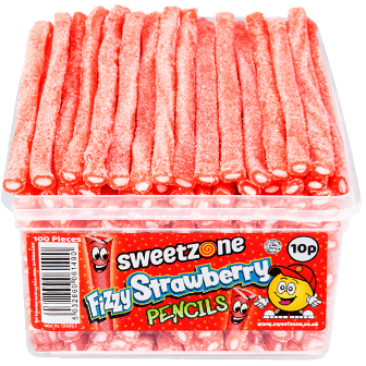 10p Tubs Pencil Fizzy Strawberry